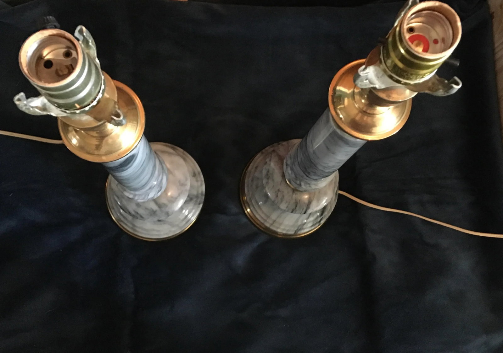 Mid-Century Grey Marble Table Lamps - Set of 2 - 5