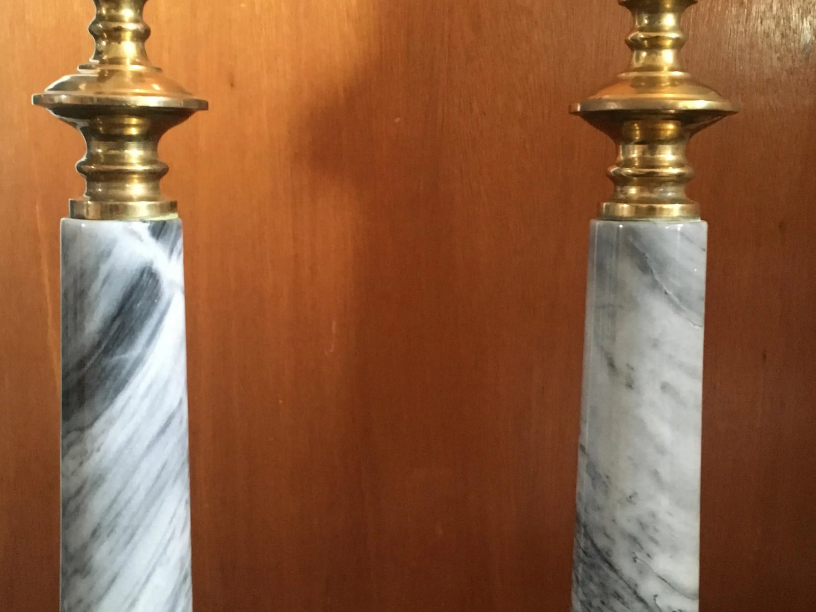 Mid-Century Grey Marble Table Lamps - Set of 2 - 6