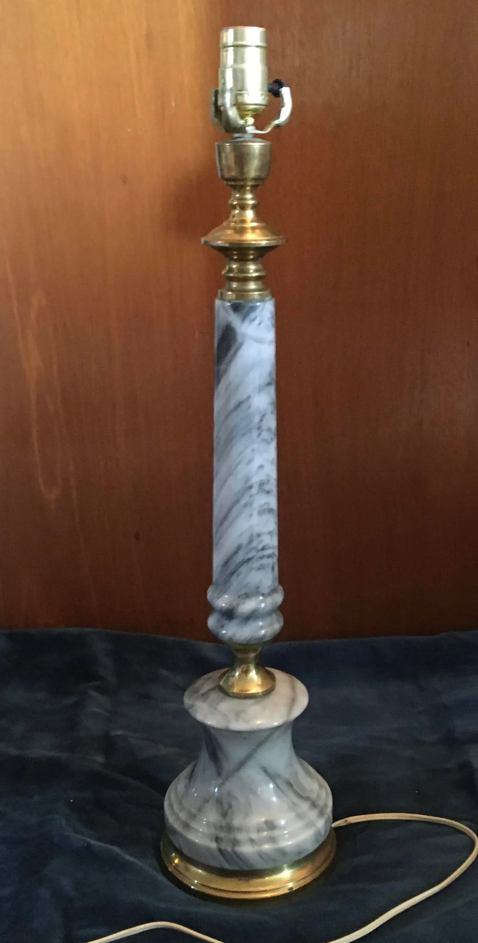 Mid-Century Grey Marble Table Lamps - Set of 2 - 9