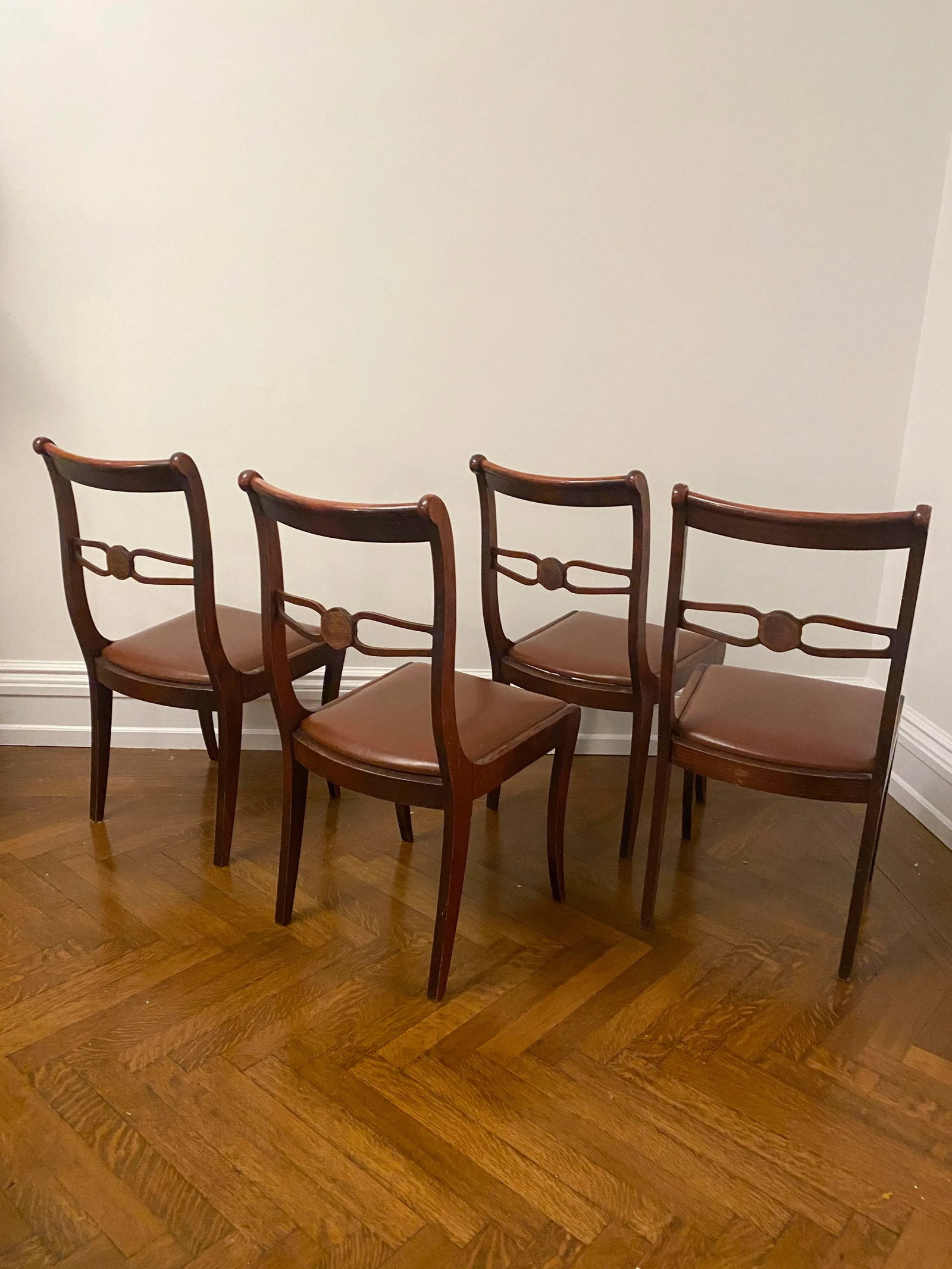 English Carved Mahogany Dining Chairs - Set of 4 - 3