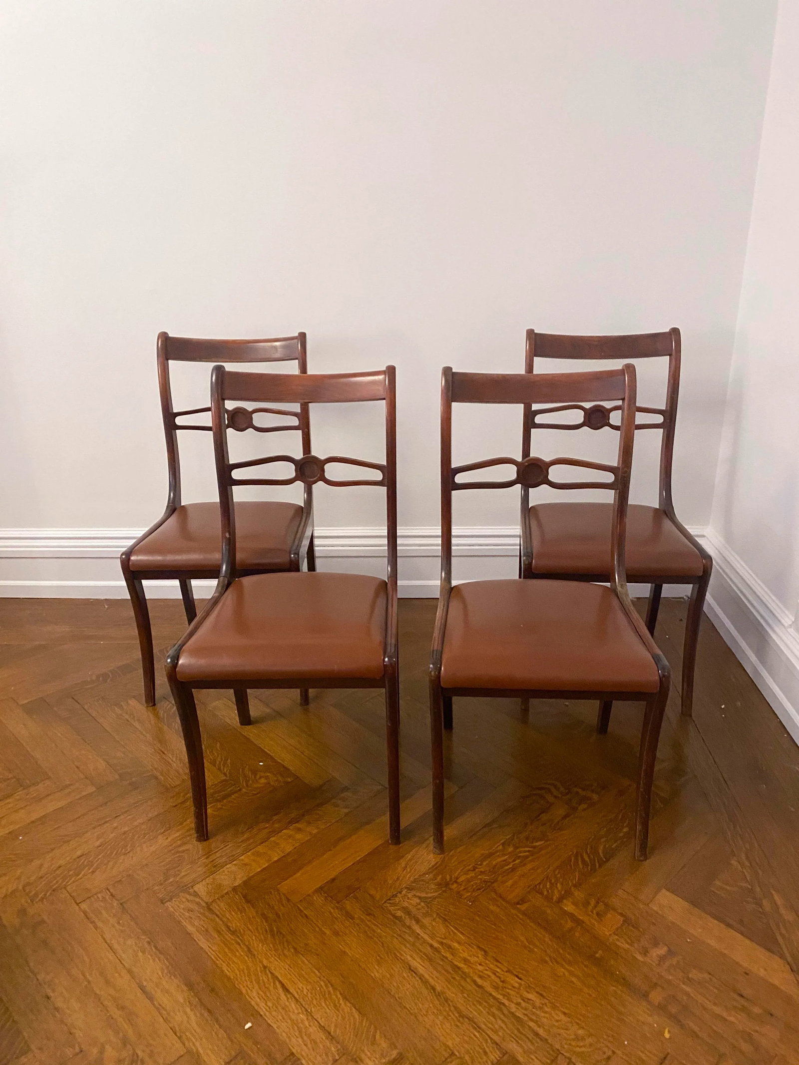 English Carved Mahogany Dining Chairs - Set of 4 - 4