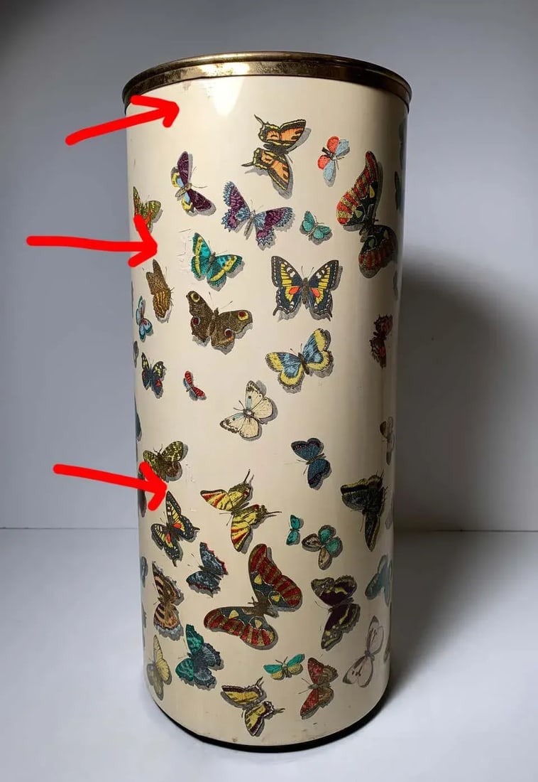 Early Piero Fornasetti Butterflies Farfalle Umbrella Stand Example - 6