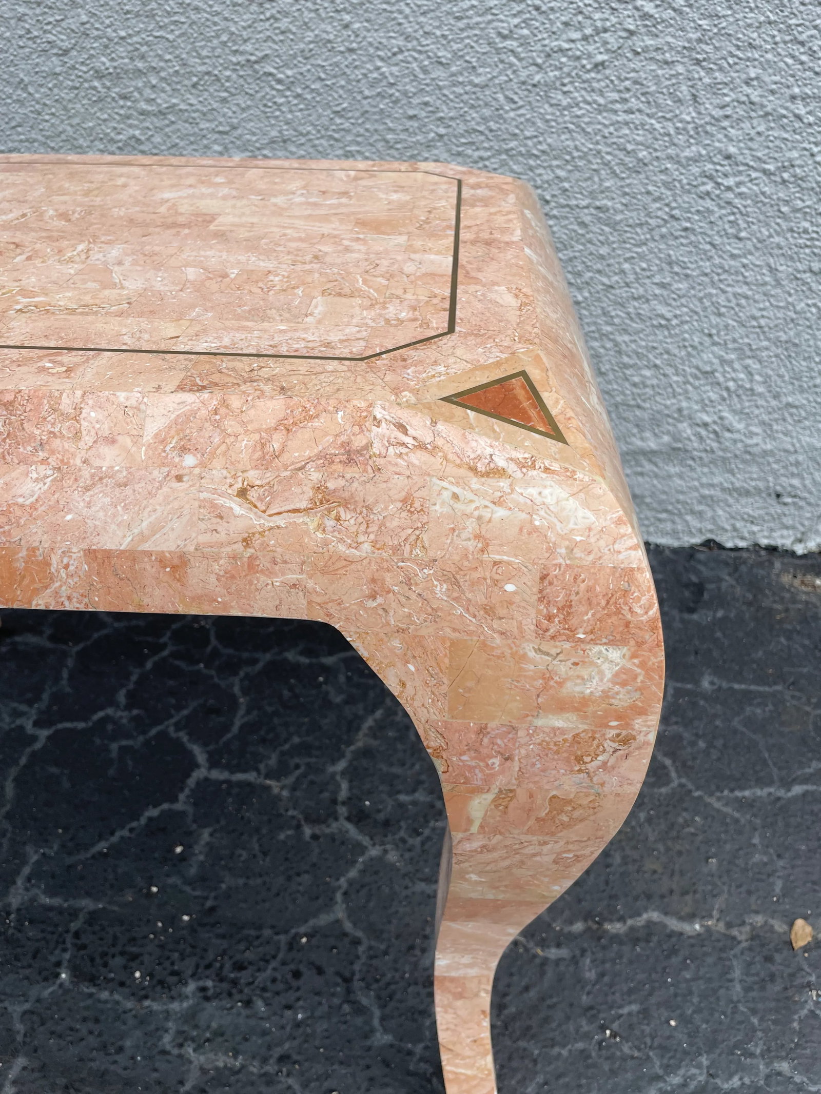 Vintage 1980s Maitland Smith Pink Tessellated Marble Side Table - 4