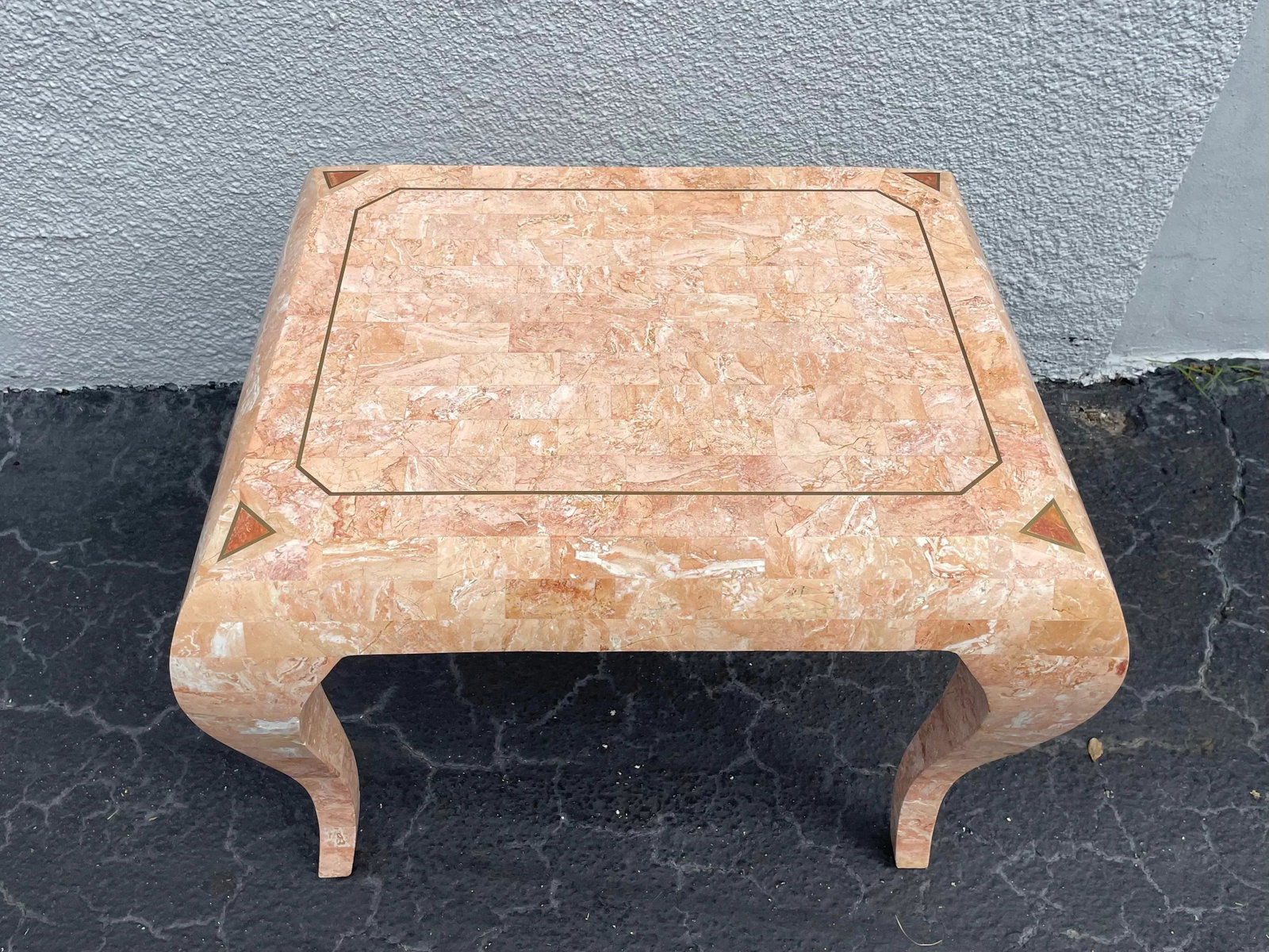 Vintage 1980s Maitland Smith Pink Tessellated Marble Side Table - 5