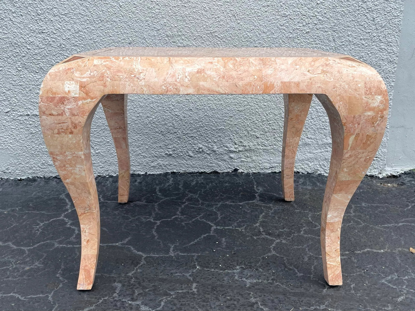 Vintage 1980s Maitland Smith Pink Tessellated Marble Side Table - 6