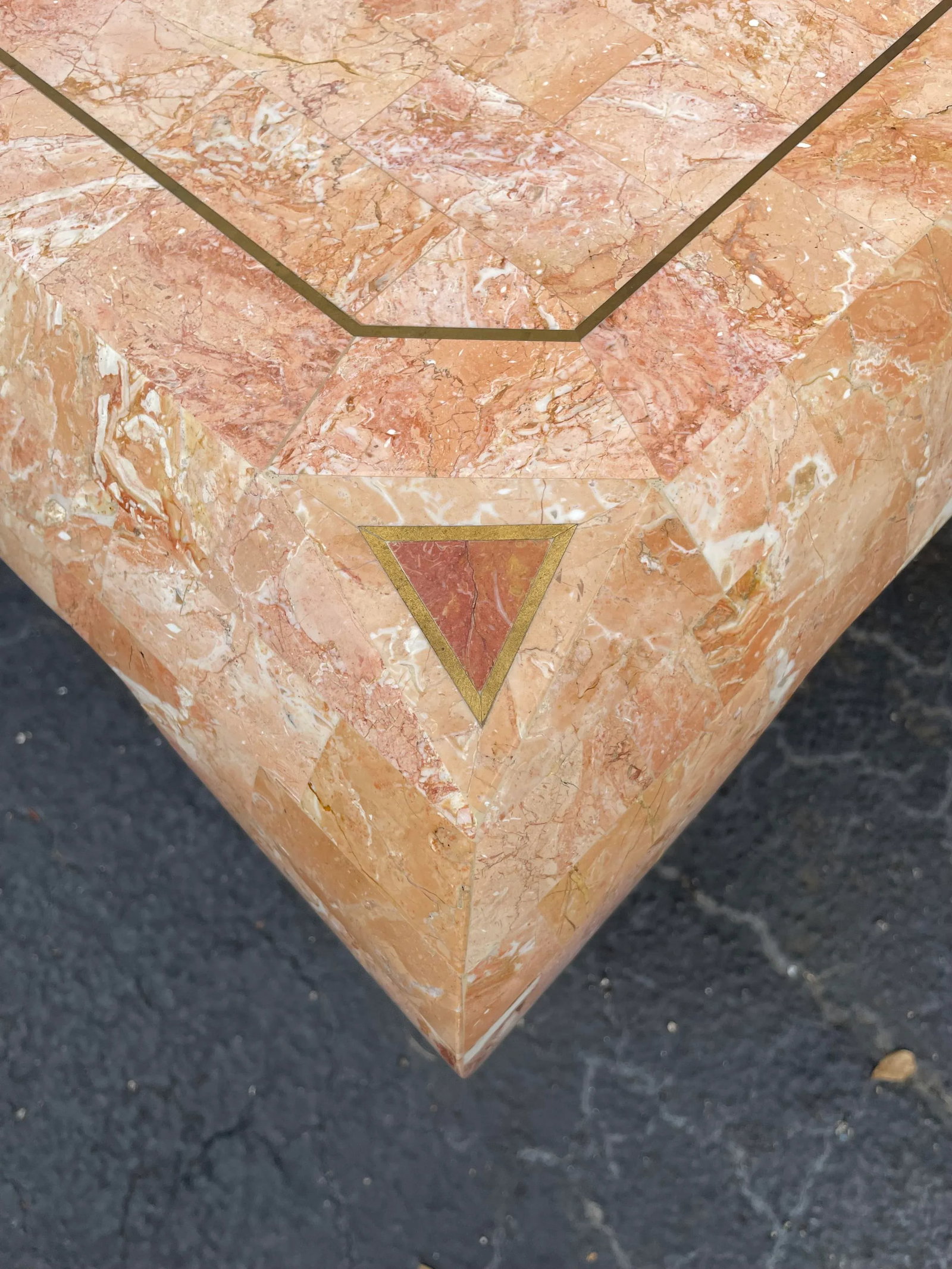 Vintage 1980s Maitland Smith Pink Tessellated Marble Side Table - 7