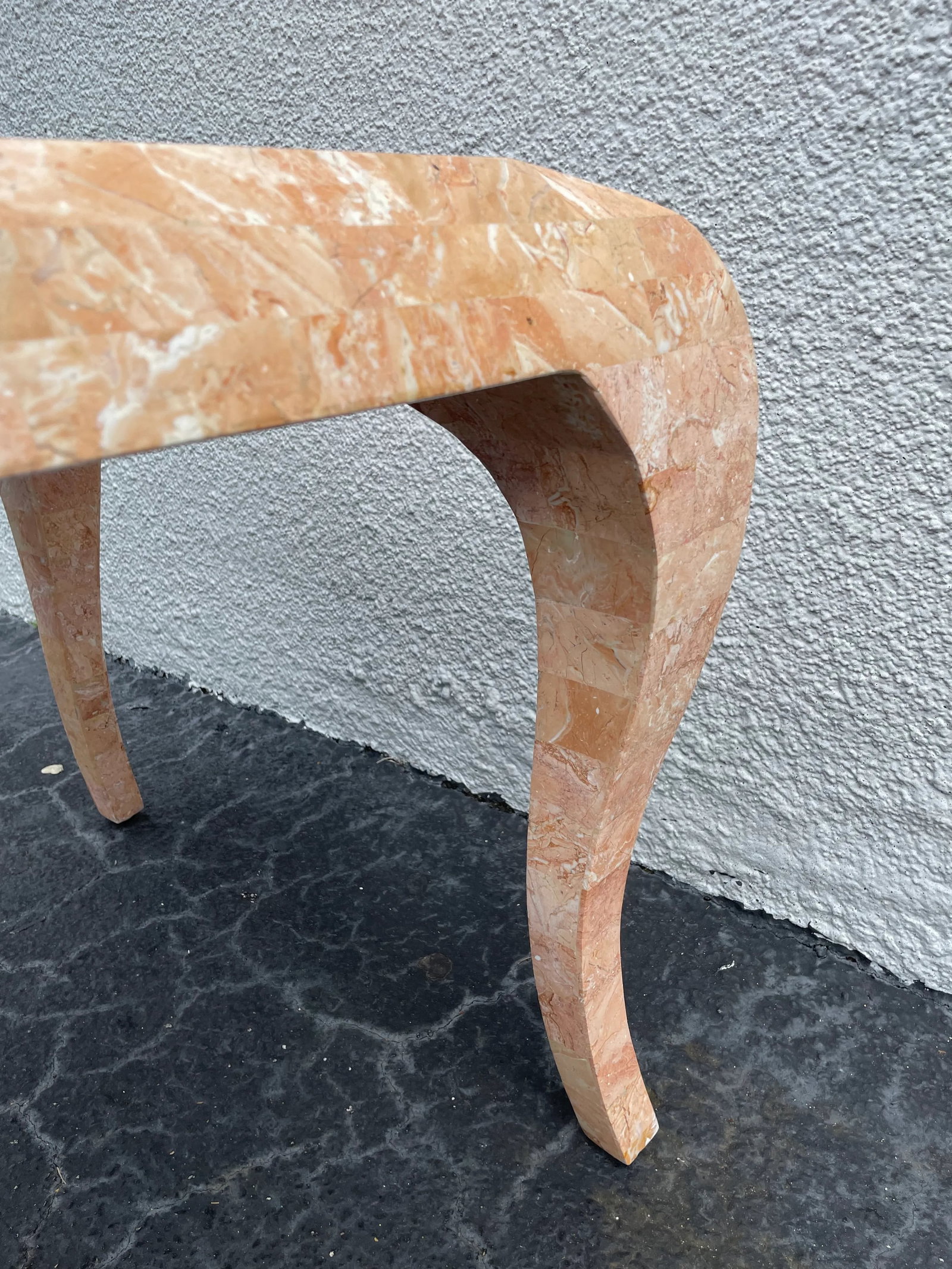 Vintage 1980s Maitland Smith Pink Tessellated Marble Side Table - 8