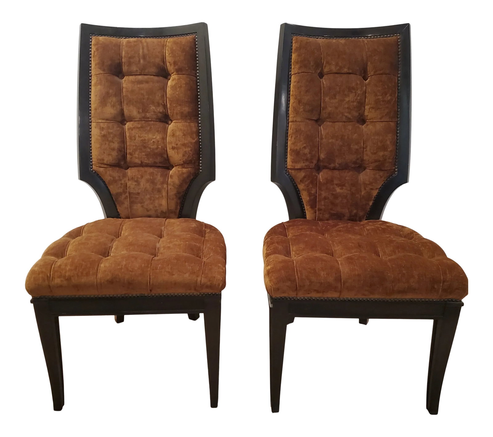 Contemporary Marge Carson Chairs - a Pair: Custom upholstery direct from Marge Carson adorns these beauties. Original retail was over $6400 for the pair with factory tag under seat showing price. Original excellent condition. Condition: