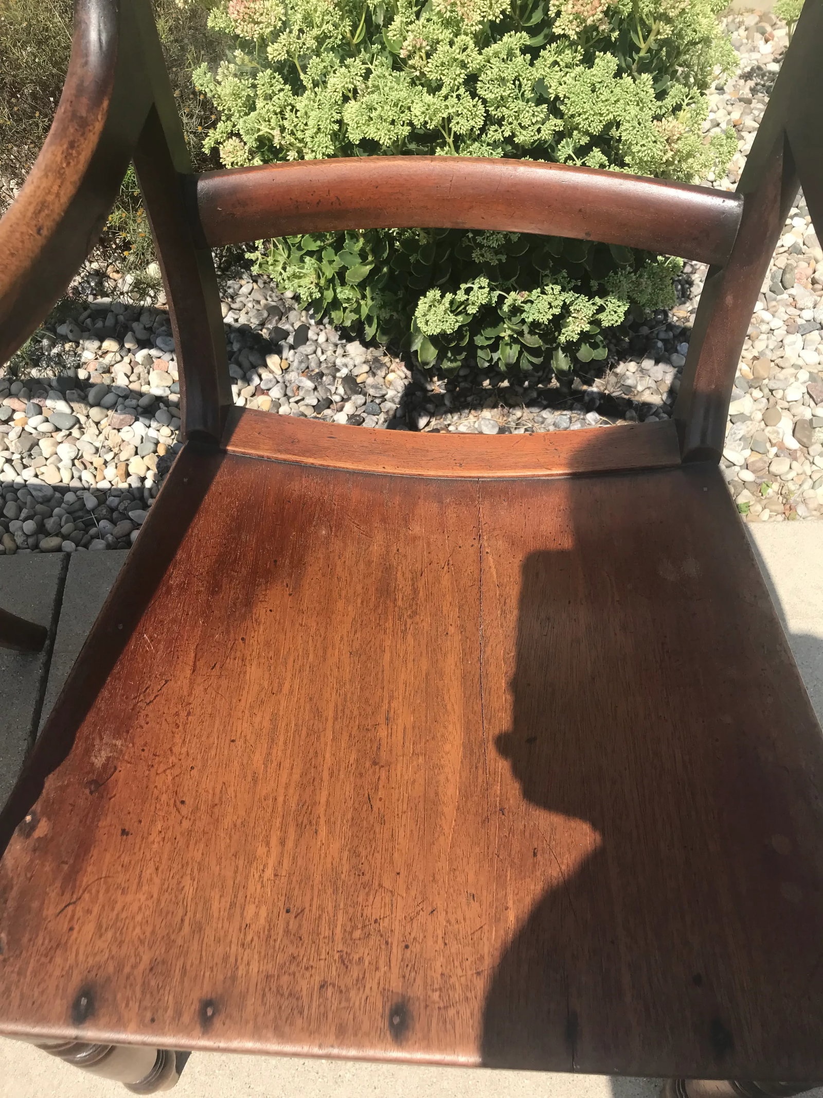 Antique William IV Carved Mahogany Scrolled Open Arm Turned Chairs - a Pair - 12