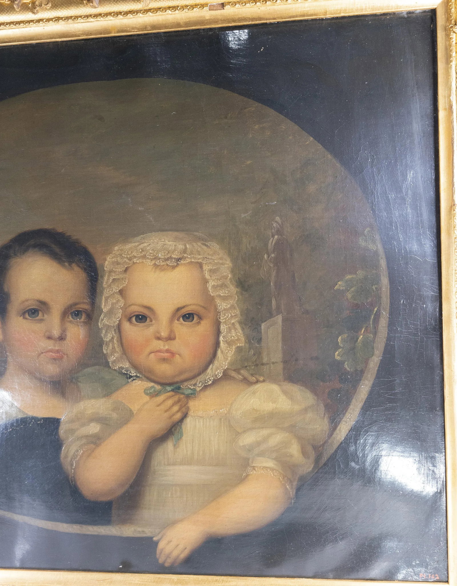 American Folk Art Americana Portrait Painting of Brother and Sister - 4