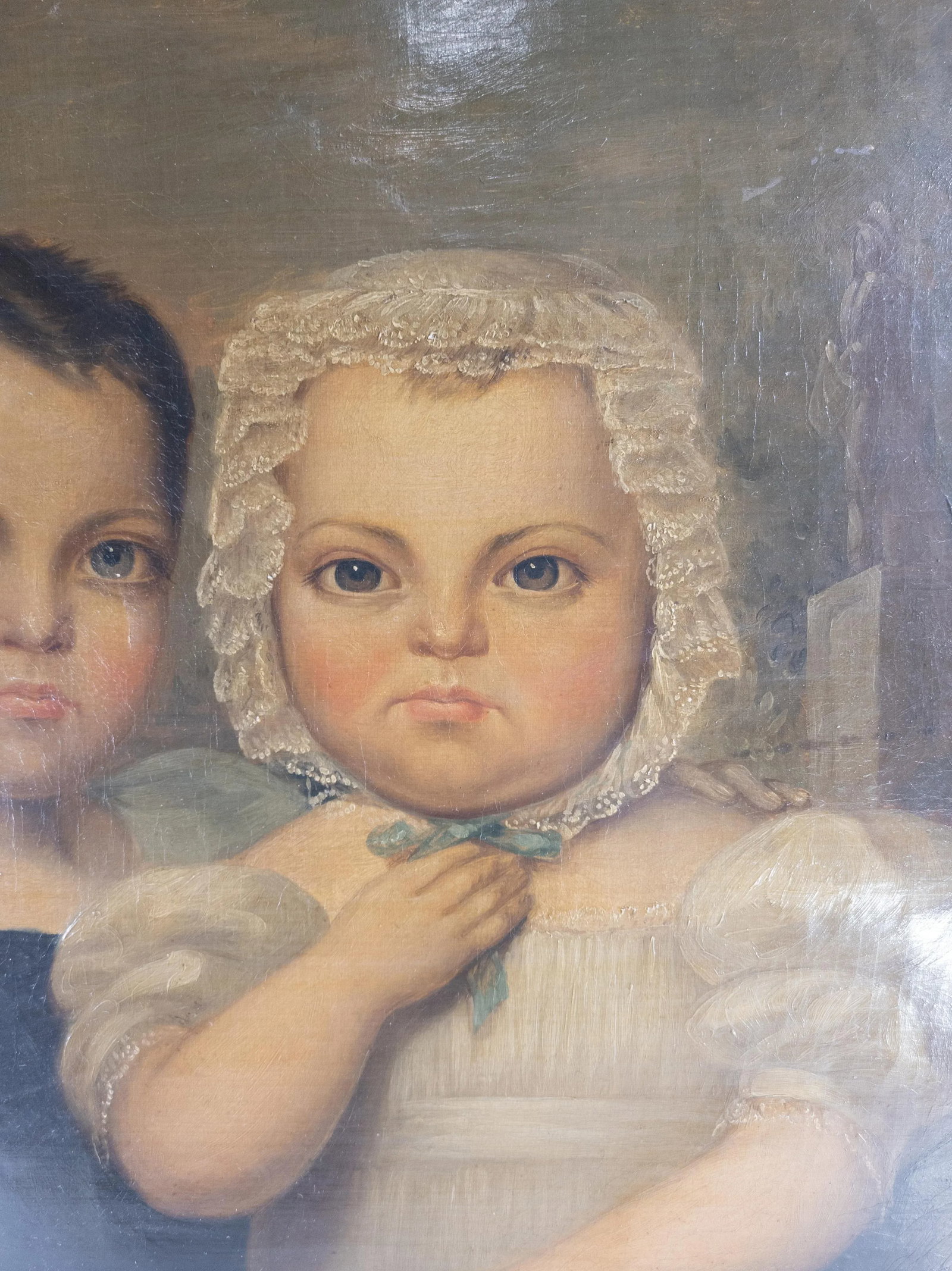American Folk Art Americana Portrait Painting of Brother and Sister - 6