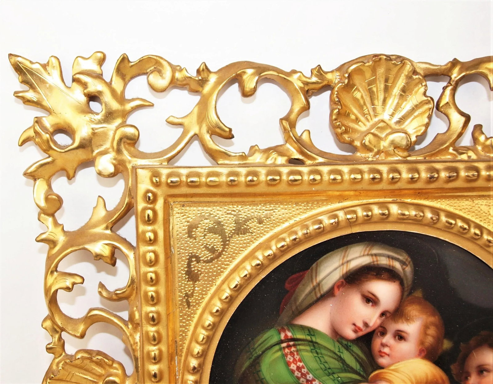 1920s Hand Painted Tile of the Madonna Della Seggiola, Framed - 3