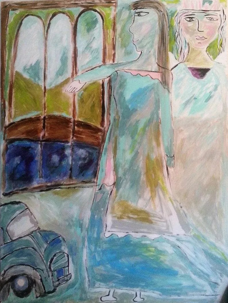 The Guardian Angel Contemporary Abstract Figurative Mixed-Media Painting (1 of 11)