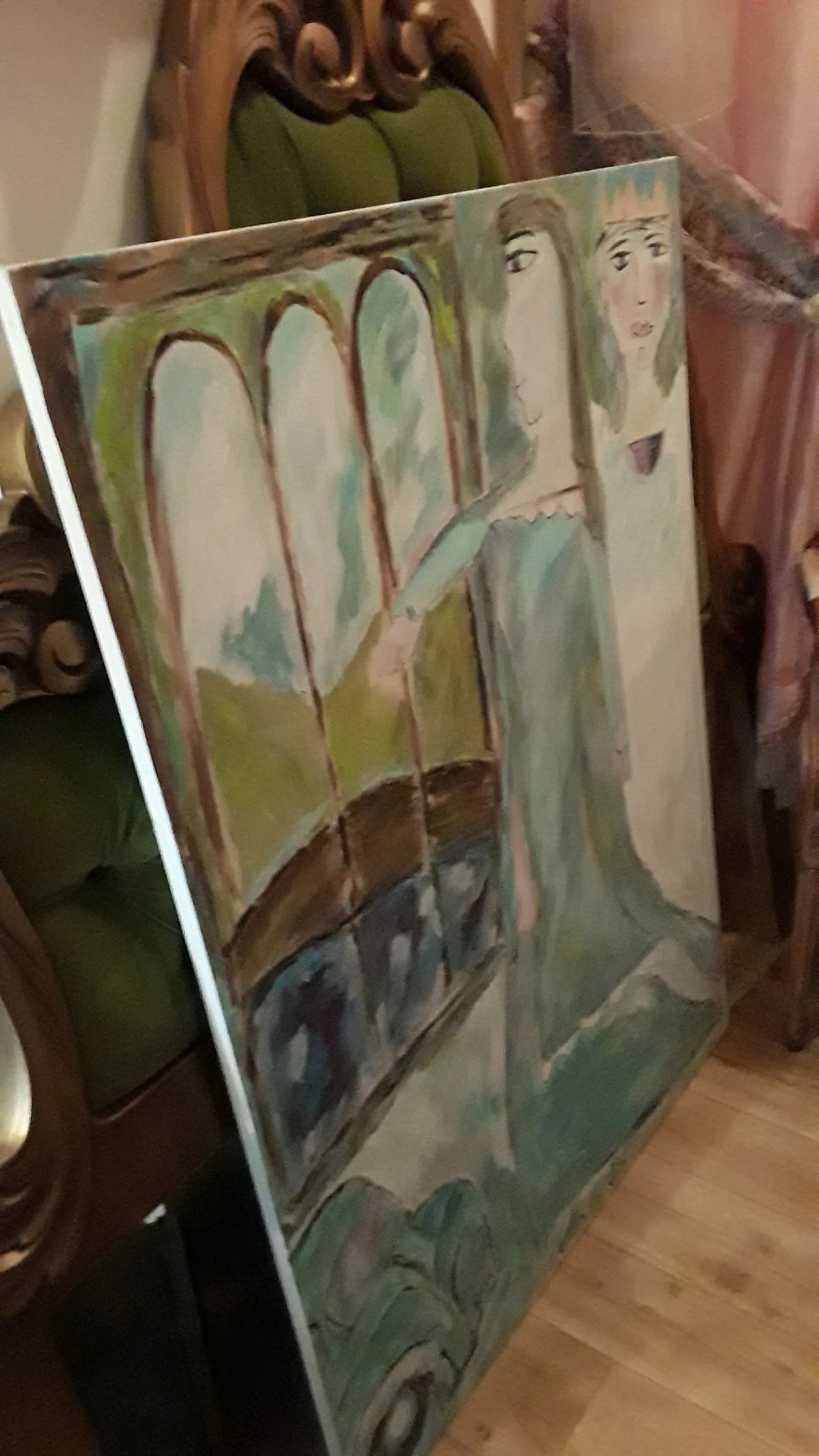 The Guardian Angel Contemporary Abstract Figurative Mixed-Media Painting - 5