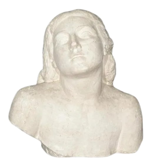 1930s Plaster Bust of a Woman Signed John Augustus (1 of 7)