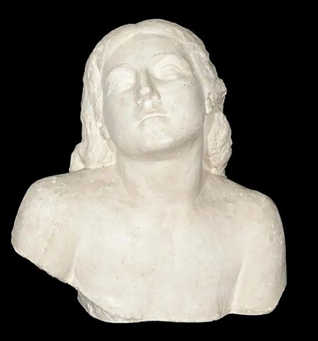 1930s Plaster Bust of a Woman Signed John Augustus - 2