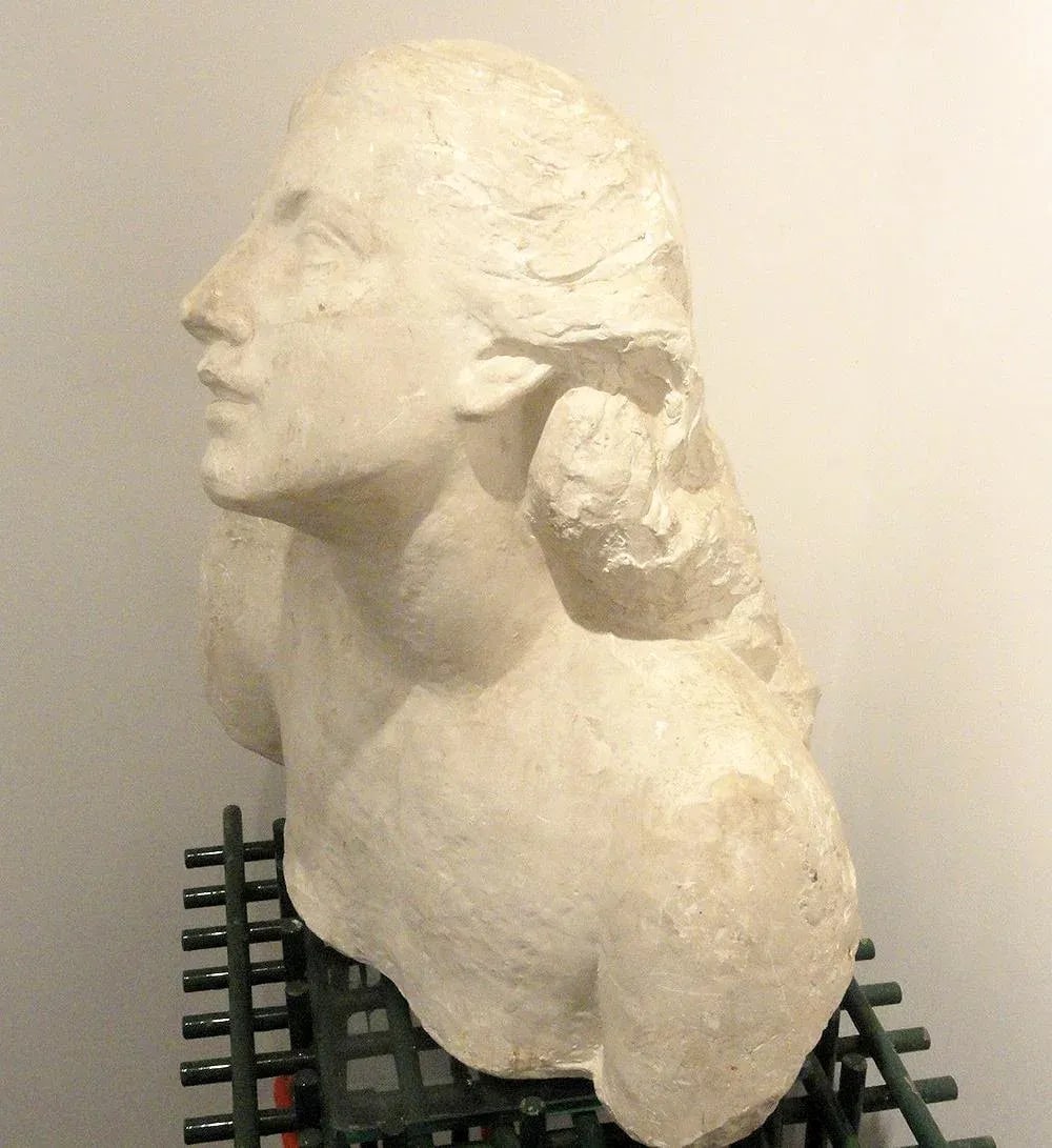 1930s Plaster Bust of a Woman Signed John Augustus - 4