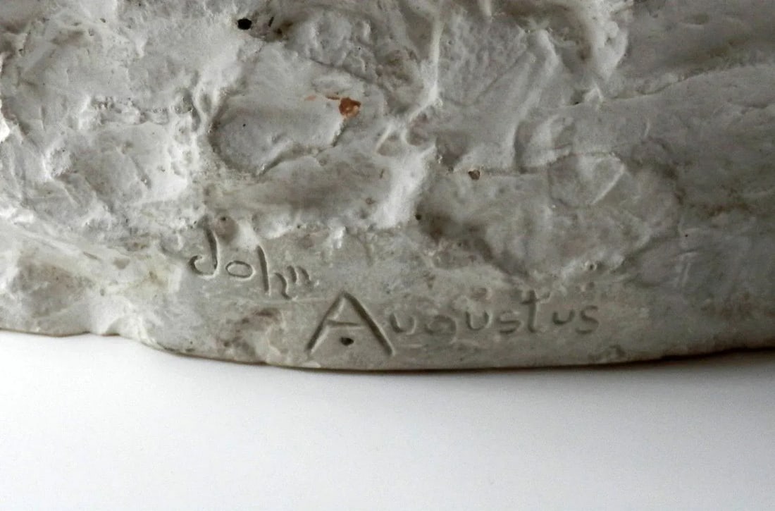 1930s Plaster Bust of a Woman Signed John Augustus - 6