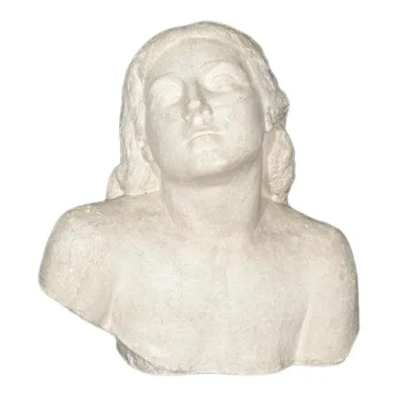 1930s Plaster Bust of a Woman Signed John Augustus - 7