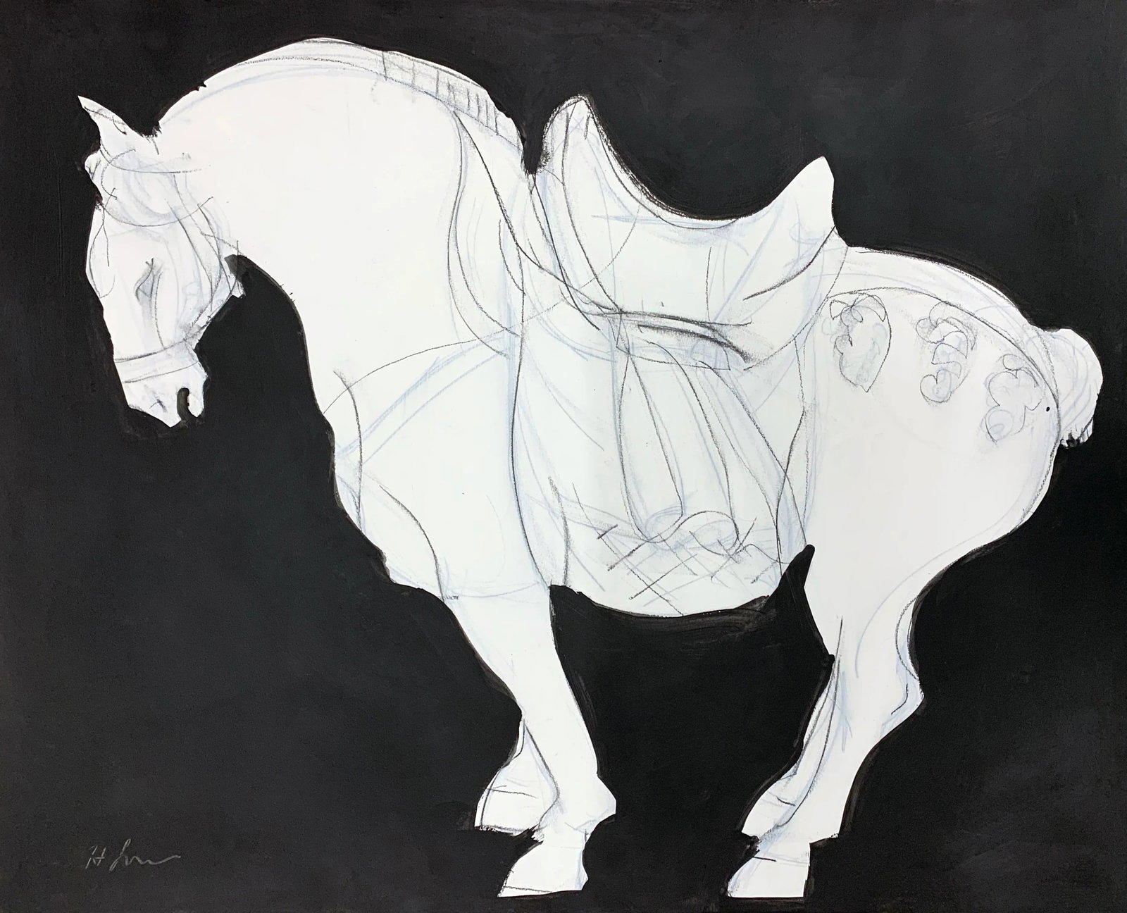 Tang Echo I, Contemporary Work on Paper, Equestrian Drawing - 4