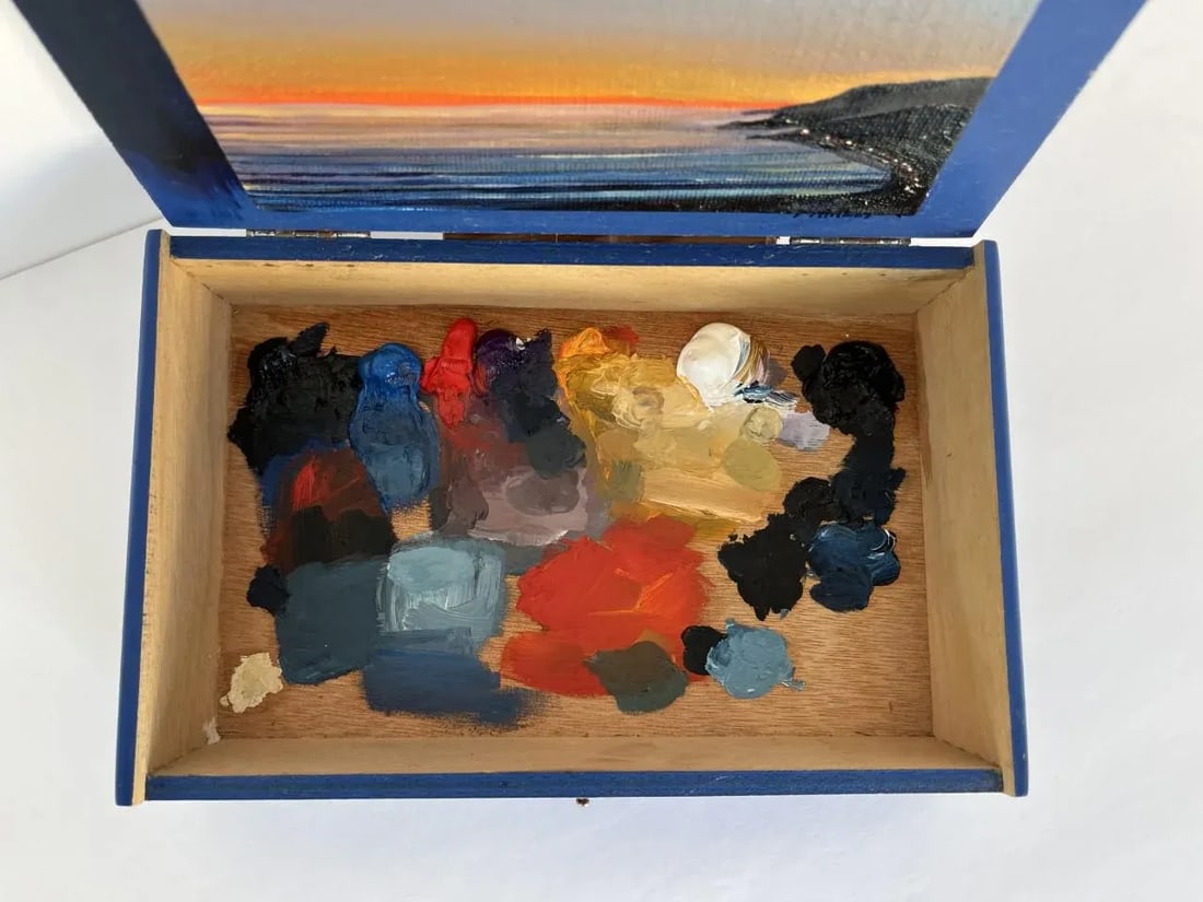 Sunset in Malibu Contemporary Cigar Box Oil Painting by Jessica Fairley - 5