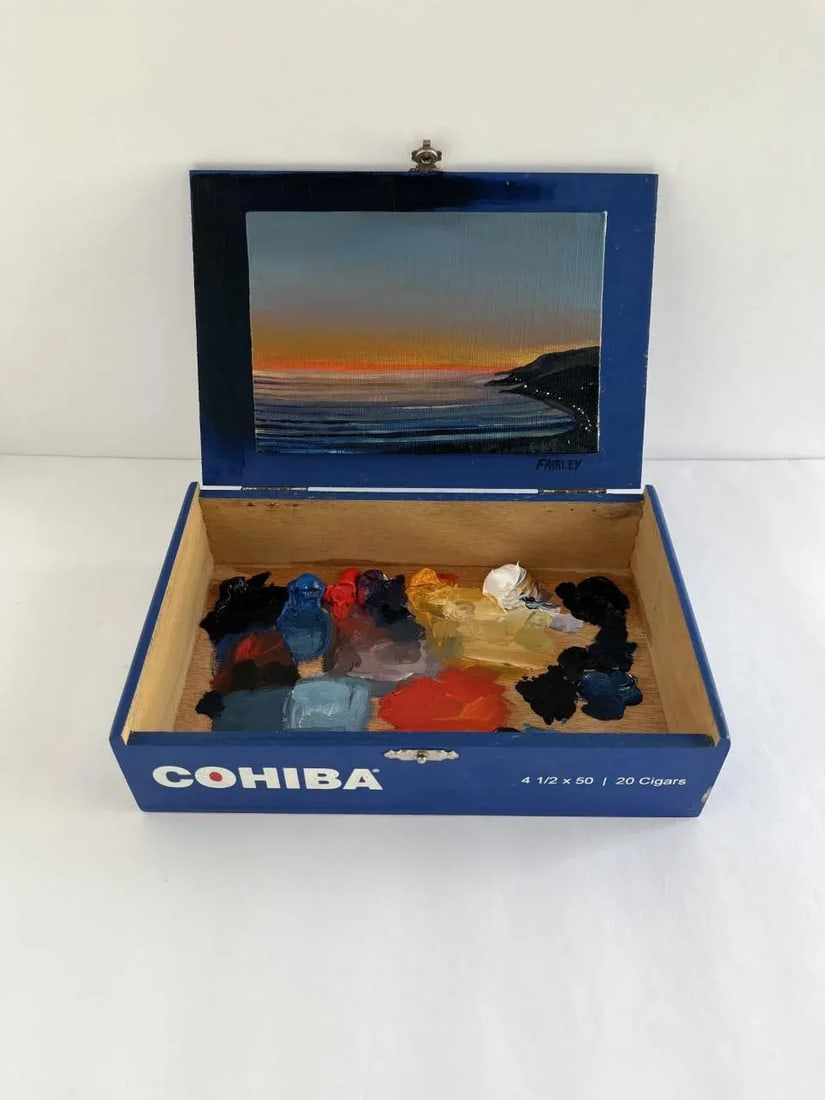 Sunset in Malibu Contemporary Cigar Box Oil Painting by Jessica Fairley - 8
