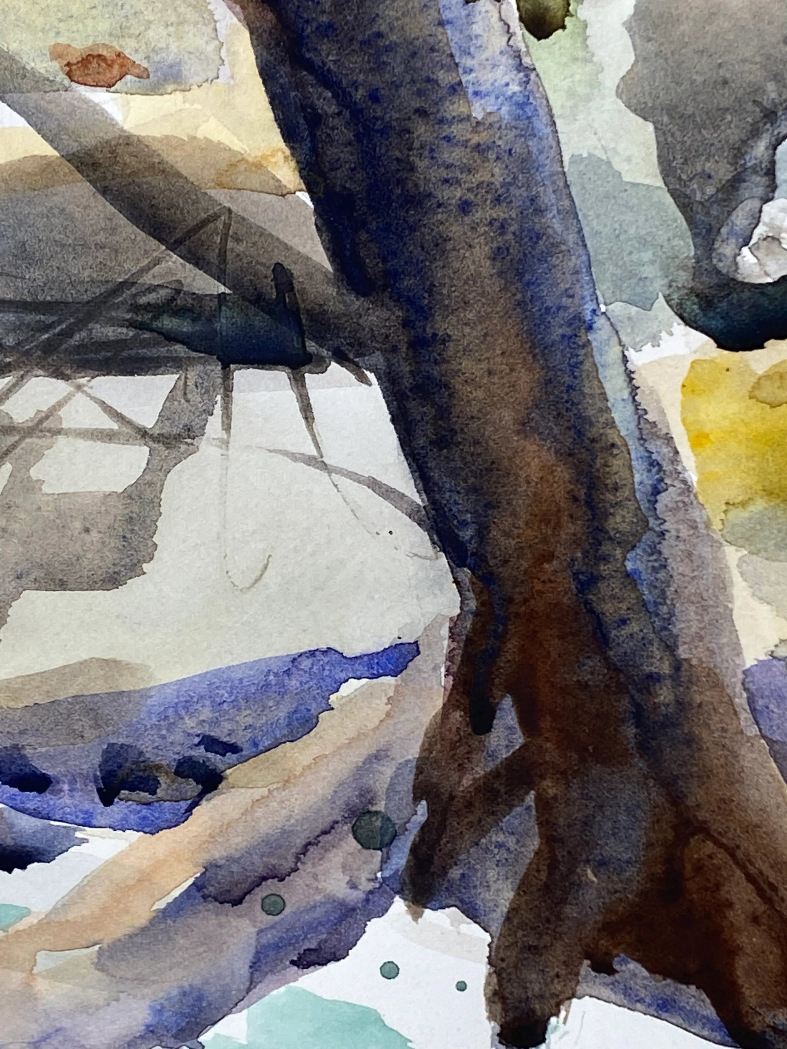 1980s Expressionist Mountain and River Landscape Original Watercolor Painting by Sanford Brooks - 4