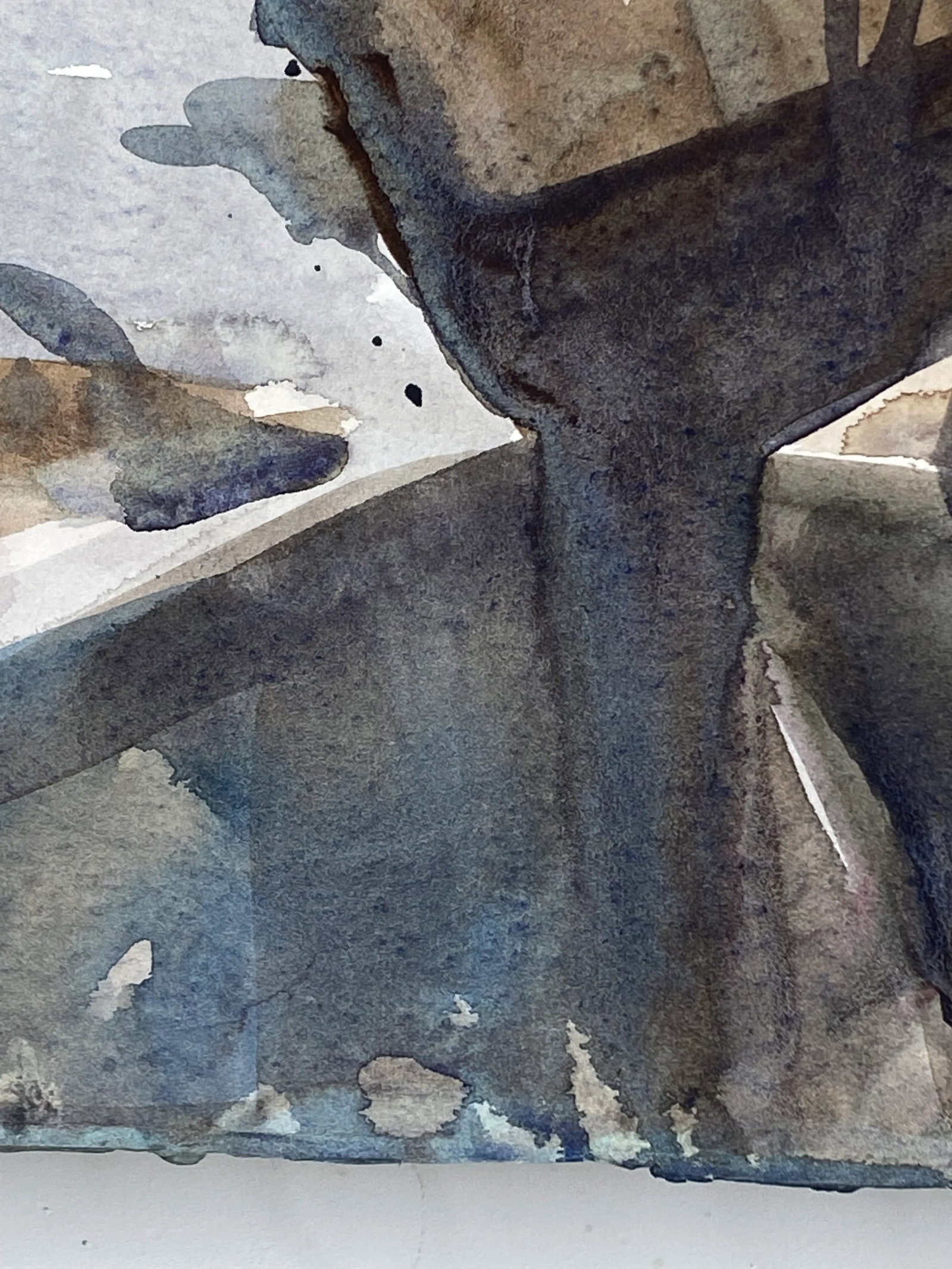 1980s Expressionist Mountain and River Landscape Original Watercolor Painting by Sanford Brooks - 6