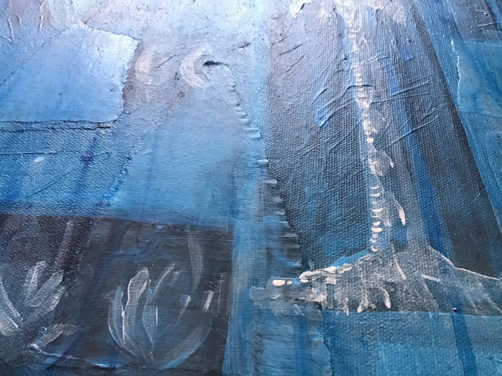 Night Palm Contemporary Abstract Botanical Mixed-Media Painting by CL Auker - 7