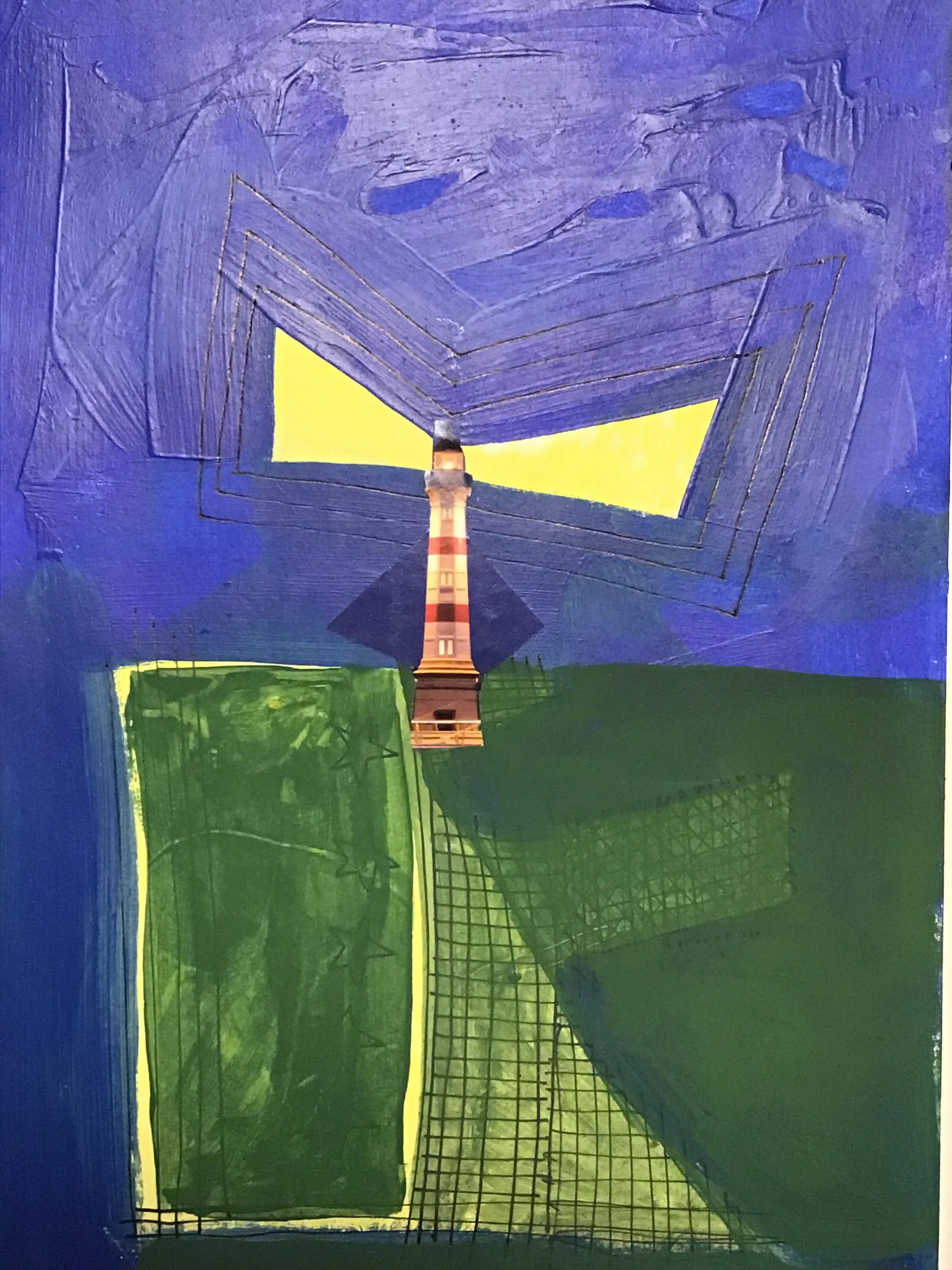 The Lighthouse Contemporary Abstract Coastal Collage by CL Auker - 3