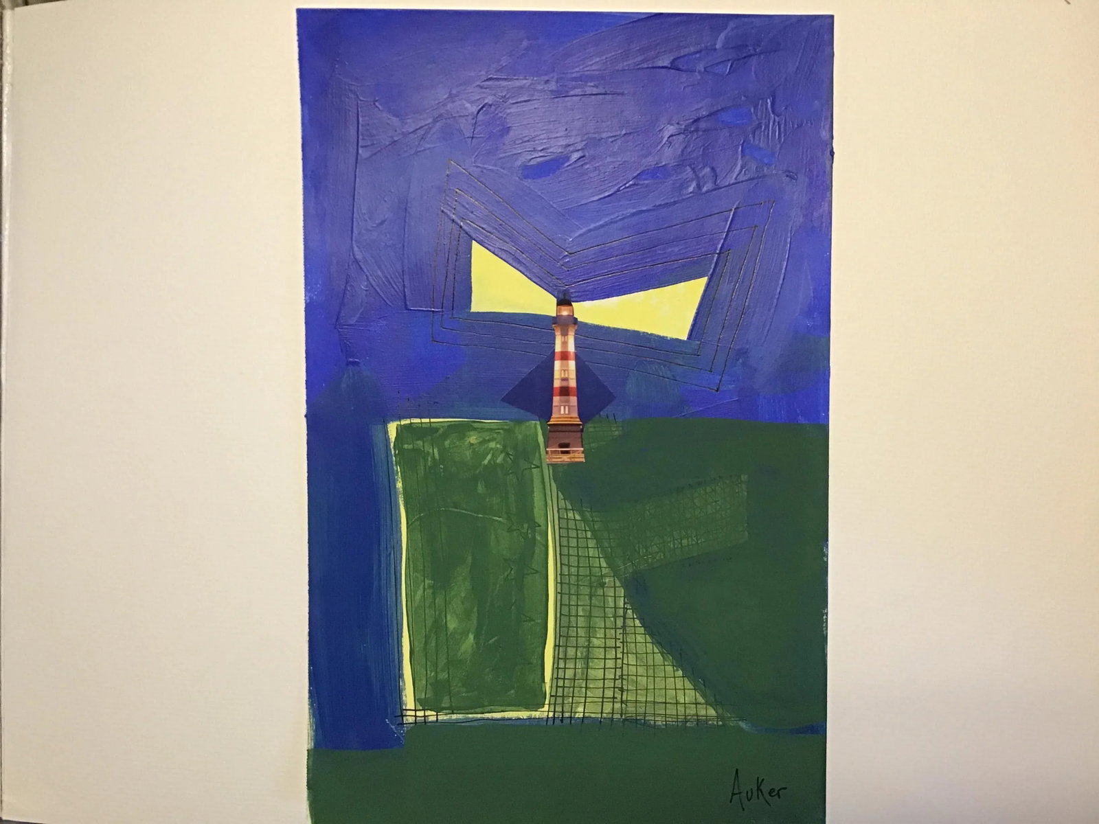 The Lighthouse Contemporary Abstract Coastal Collage by CL Auker - 6