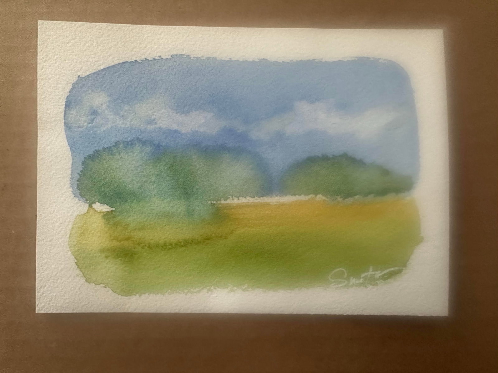 Quiet Fields Signed Original Minimalist Watercolor Paintings-set of Two - 2