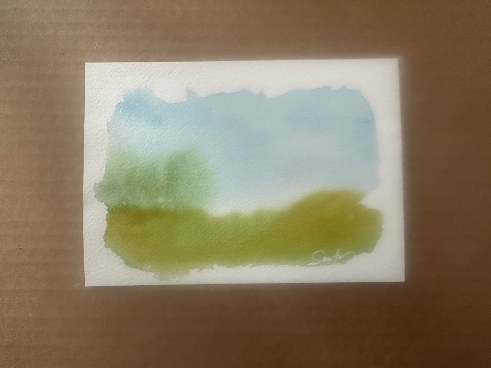 Quiet Fields Signed Original Minimalist Watercolor Paintings-set of Two - 4
