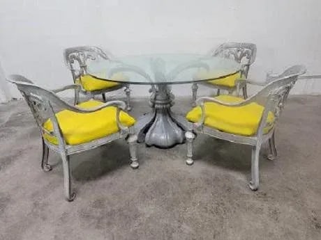 1960s Mid Century Hollywood Regency Dorothy Draper Designer Patio Set - 4 Seats with Table - 13