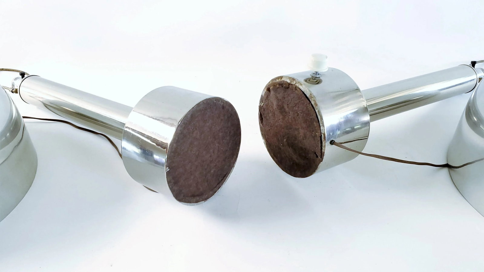 Vintage Laurel Chrome Mushroom Lamps With Aluminum Shades - a Pair - 9