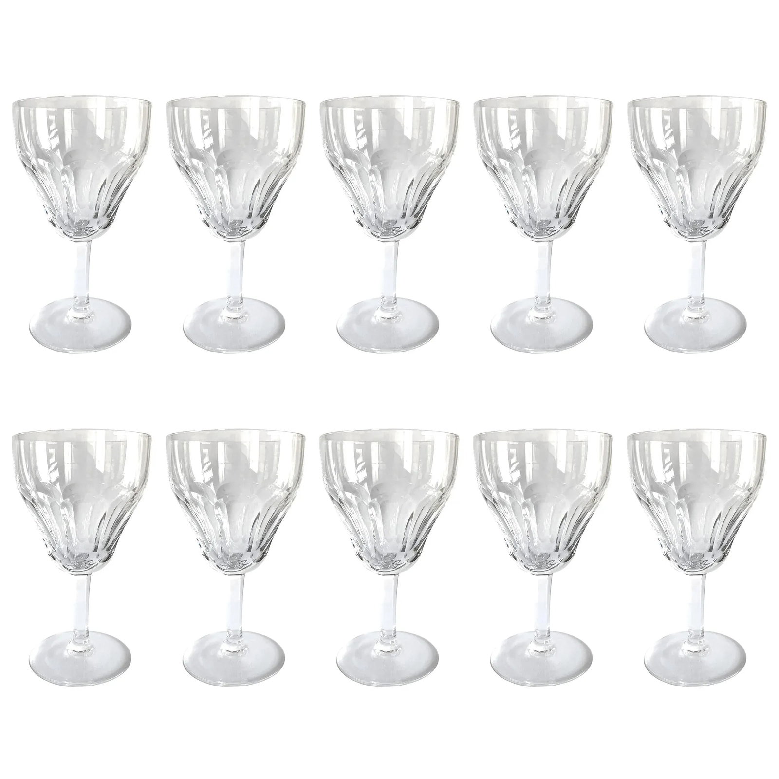 Set of Ten Val Saint Lambert 'Montana' Wine Glasses - 10