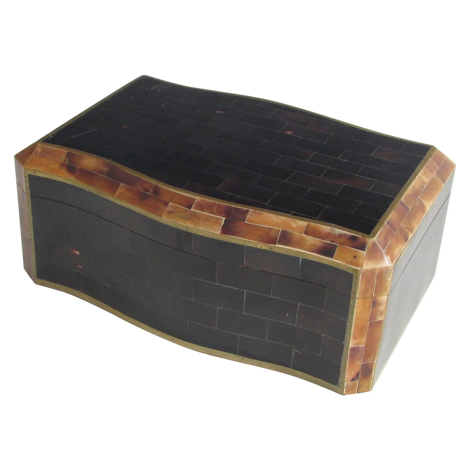 Tessalated Maitland Smith Faux Horn Gentleman's Dresser Box - 13
