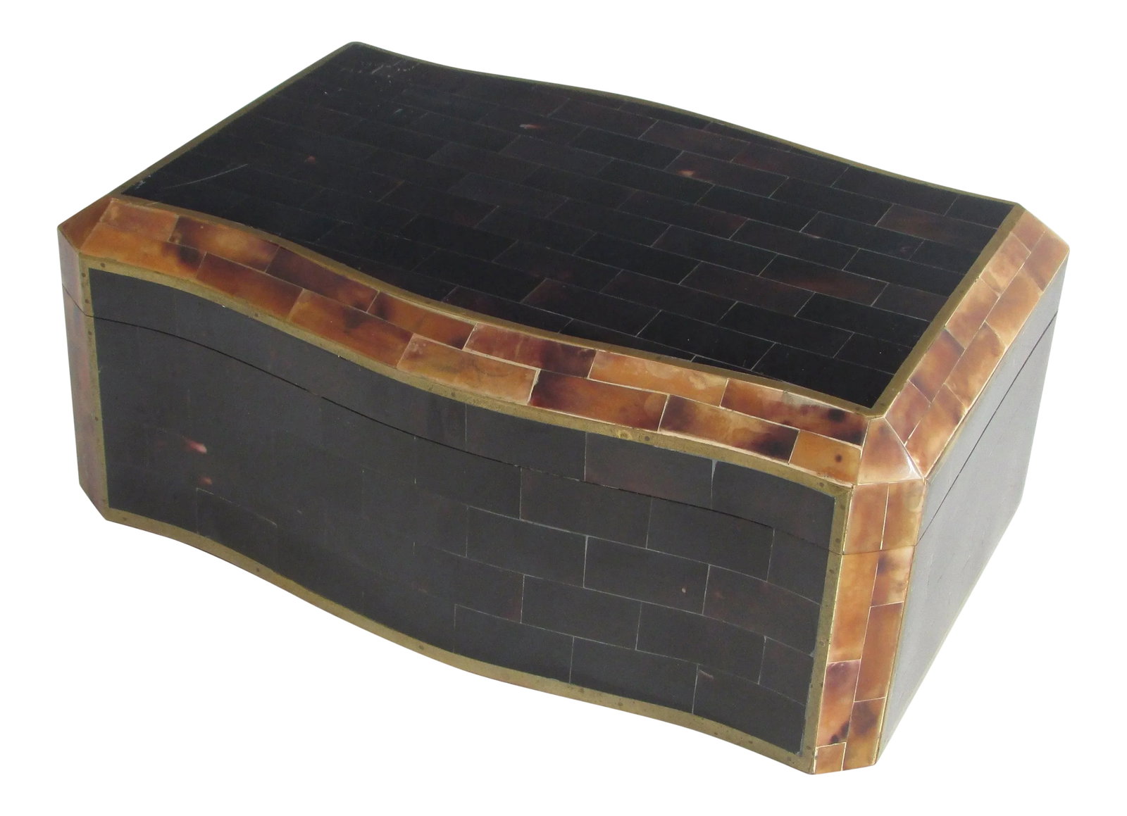 Tessalated Maitland Smith Faux Horn Gentleman's Dresser Box (1 of 13)