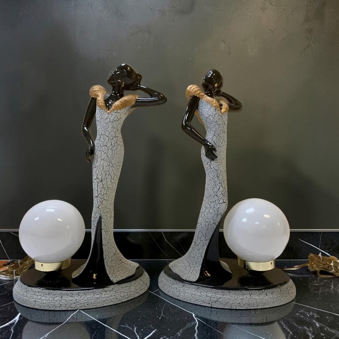 Vintageour Girls Figurine Table Lamps - a Pair - 2