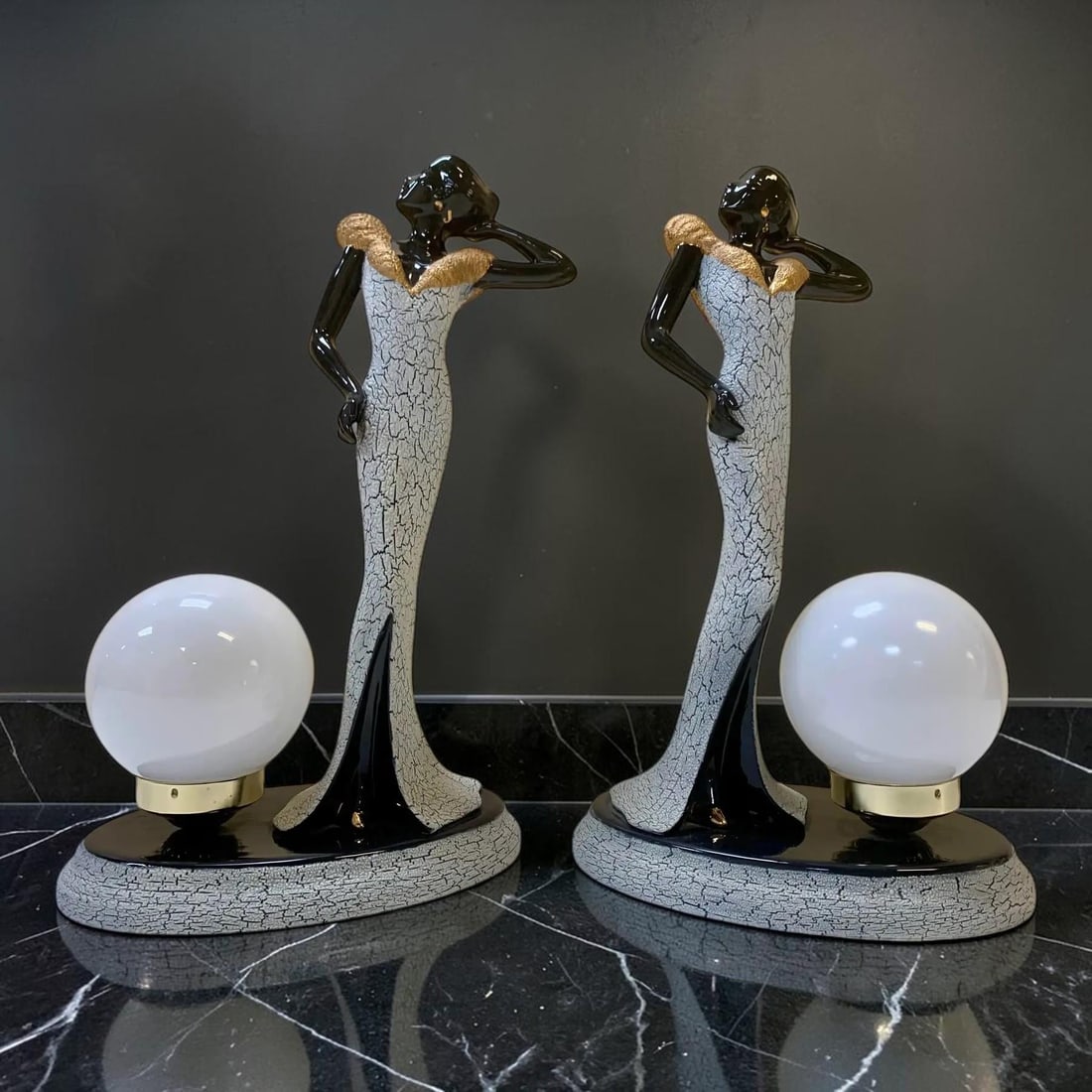 Vintageour Girls Figurine Table Lamps - a Pair - 3