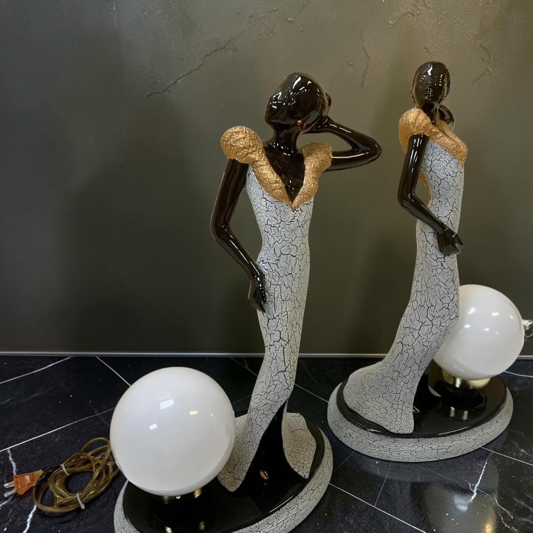 Vintageour Girls Figurine Table Lamps - a Pair - 4