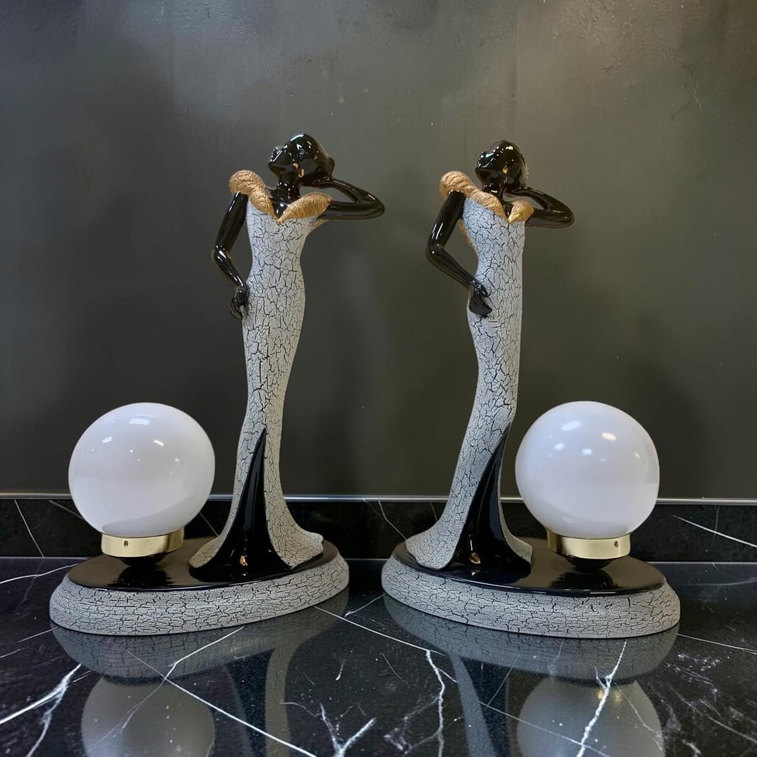 Vintageour Girls Figurine Table Lamps - a Pair - 5