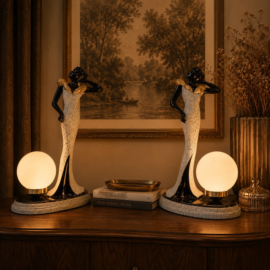 Vintageour Girls Figurine Table Lamps - a Pair - 6