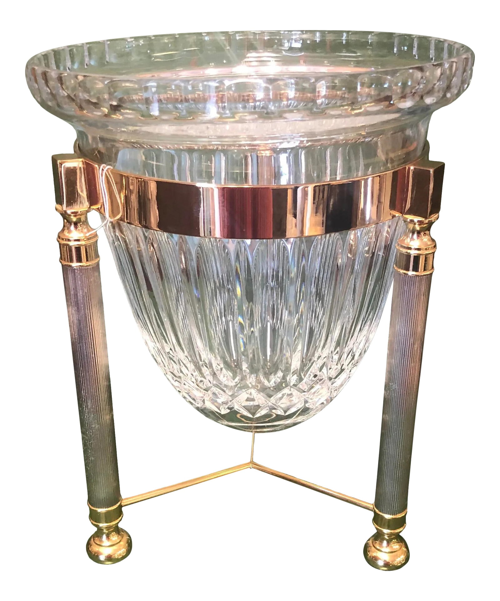 Vintage Designers Guild Crystal Champagne Bucket: Vintage Designer Guild crystal, brass and chrome champagne or ice bucket. Signed on the bottom. Excellent used condition. Feel free to ask questions. Do not hesitate to make me an offer. Thank you