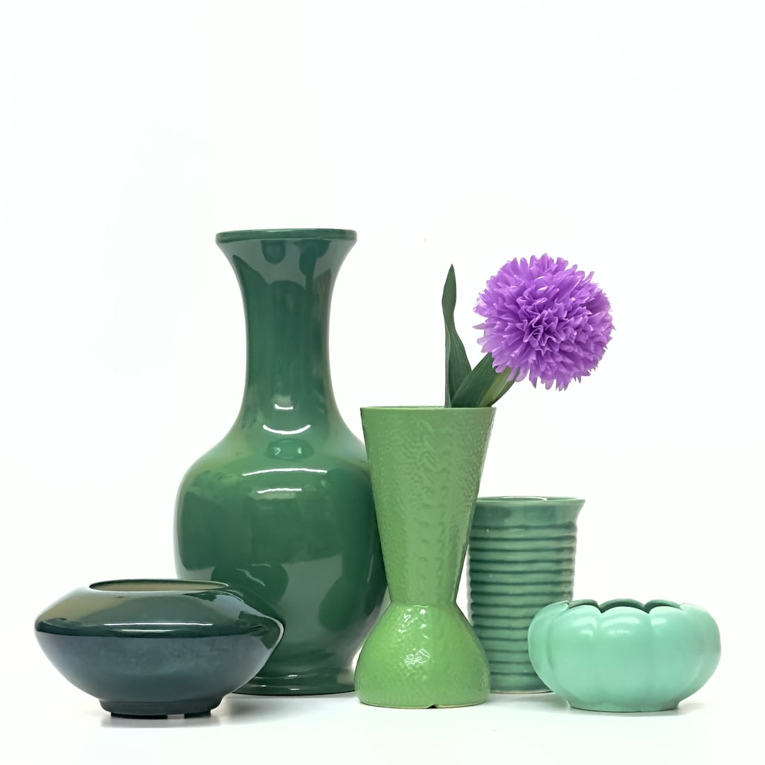 Symphony in Green Ceramic Vase Curation - Group of 5 - 2