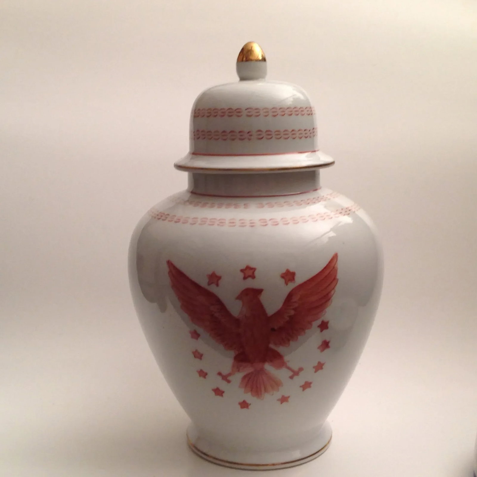 Vintage Ethan Allen American Chinoiserie Eagle Ginger Jar - 13
