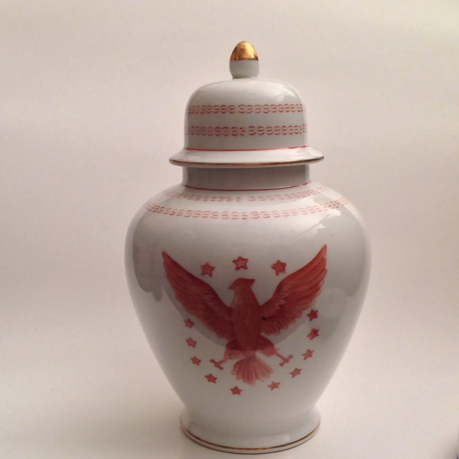 Vintage Ethan Allen American Chinoiserie Eagle Ginger Jar - 2