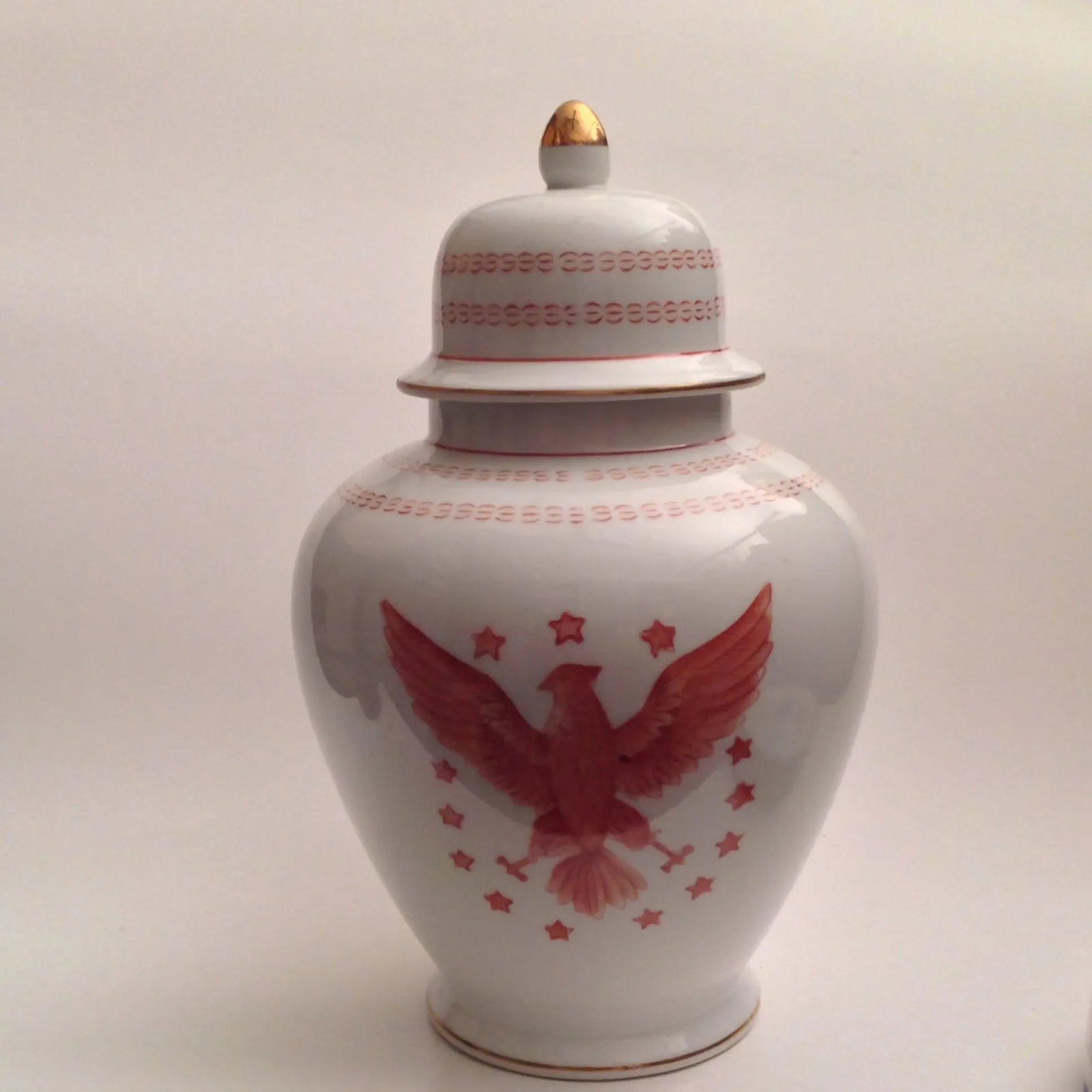 Vintage Ethan Allen American Chinoiserie Eagle Ginger Jar - 3