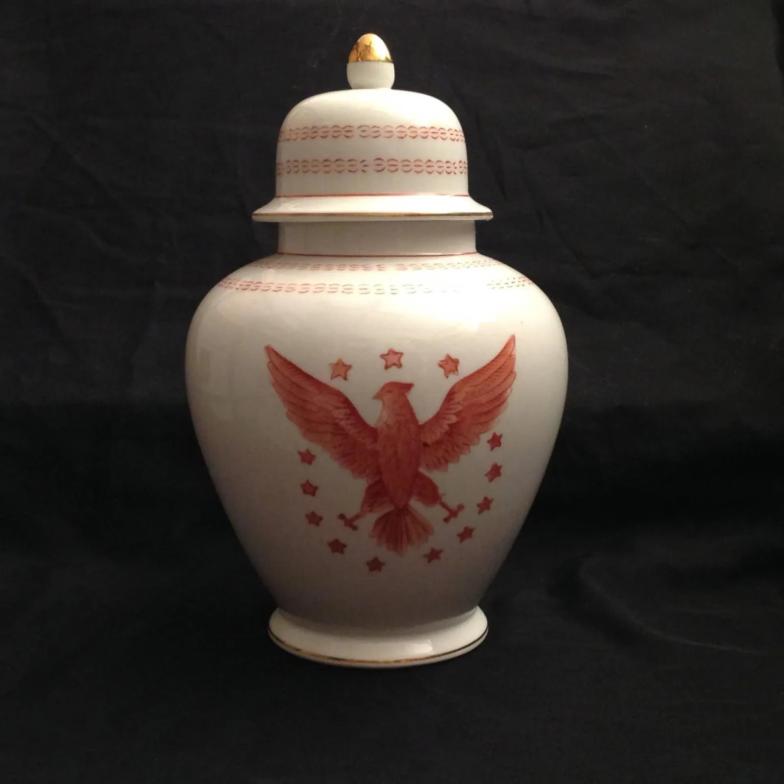 Vintage Ethan Allen American Chinoiserie Eagle Ginger Jar - 5