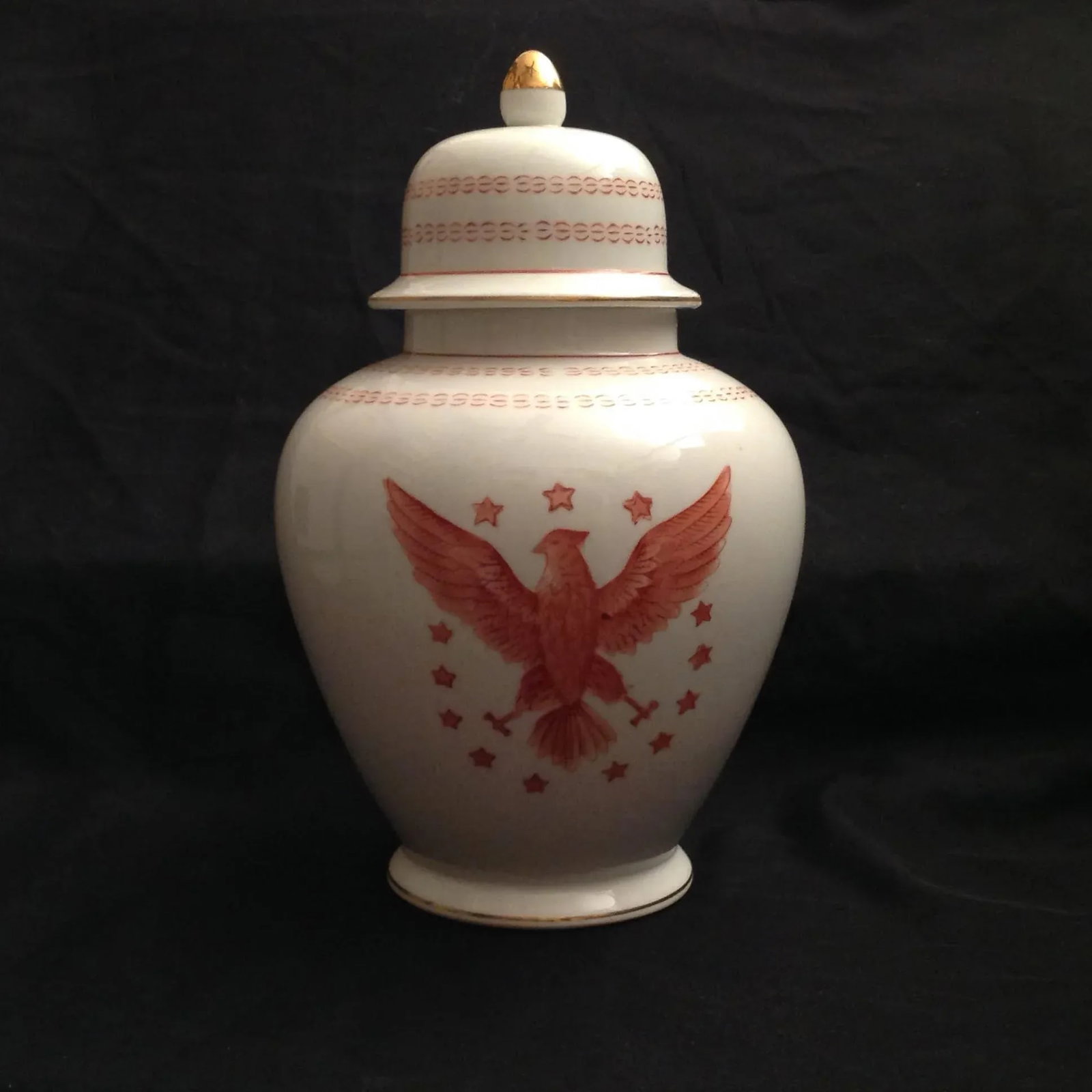 Vintage Ethan Allen American Chinoiserie Eagle Ginger Jar - 6